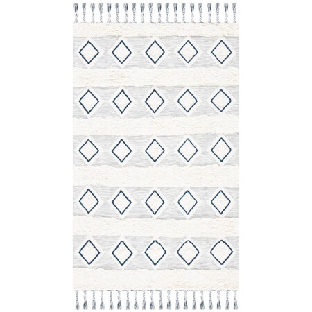 Safavieh 8 x 10 ft. Natura Hand Loomed Rectangle Area Rug Ivory & Blue NAT678A-8